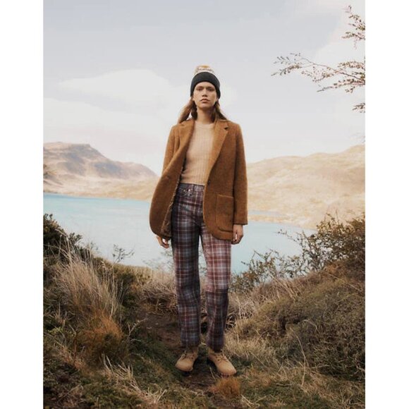 NWT Madewell Perfect Vintage Straight jean in cabernet plaid - Picture 1 of 9